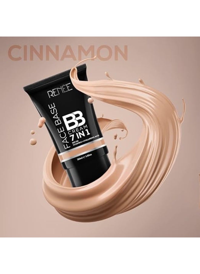 RENEE Face Base Bb Cream 7 in 1 With Spf 30 Pa+++cinnamon 30ml| Enriched With Hyaluronic Acid & Vitamin C| Hydrates, Nourishes & Smoothens Skin - Image 3